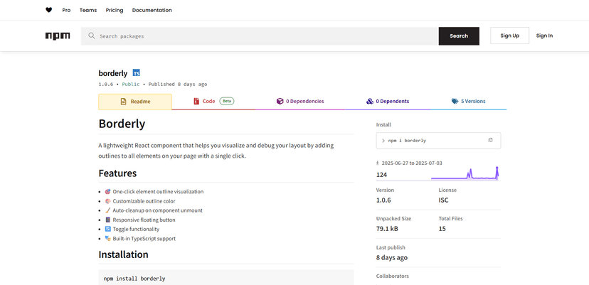 NPM package 'Borderly' preview